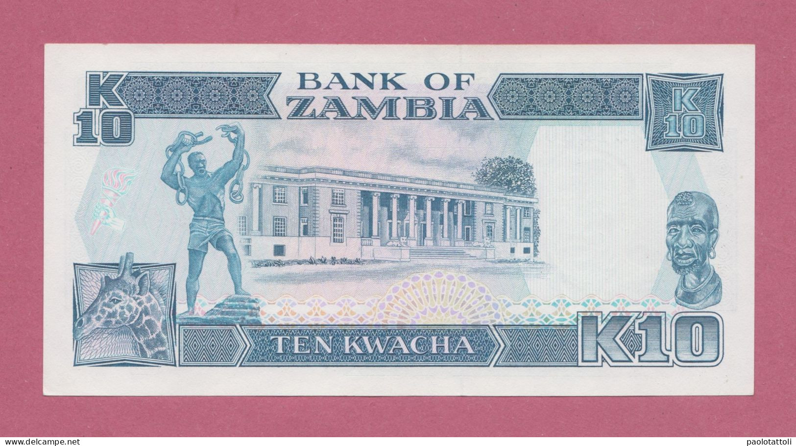 Zambia, 1990-1991- 10 Kwacha. Obverse Eagle, President Kaunda.  Reverse Bank Of Zambia Building . SPL, EF XF, SUP - Zambie