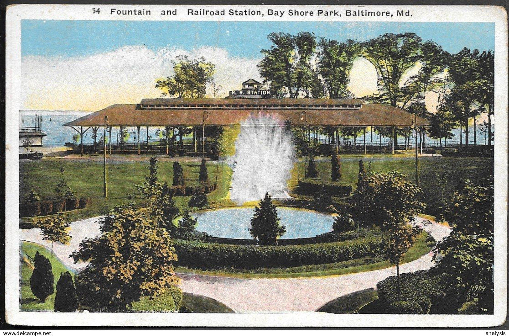 USA Baltimore MD Bay Shore Park Railway Station Old PPC 1920 - Baltimore