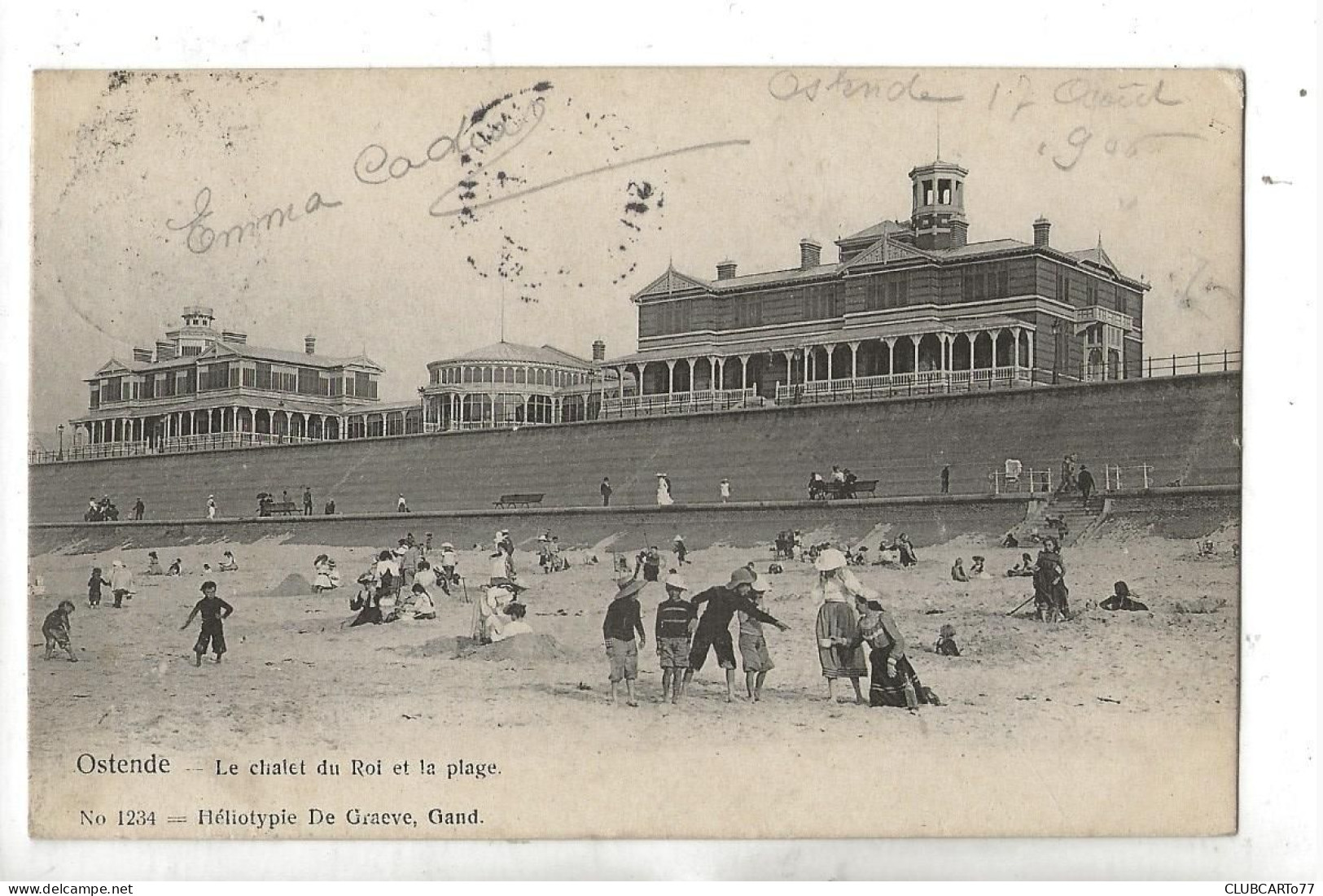 Ostende Ou Oostende (Belgique, Flandre-Occidentale) : Le Chalet Du Roi Pris De La Plage En 1905 (animé) PF. - Oostende