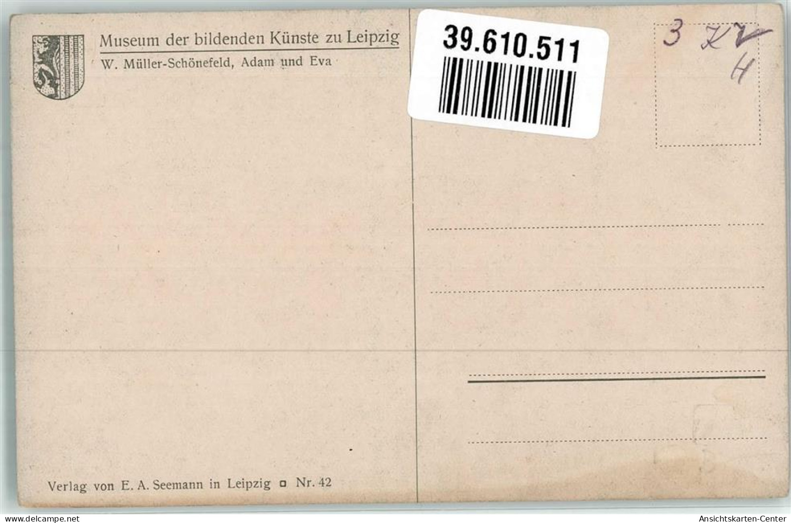 39610511 - Sign. Mueller-Schoenefeld Adam Und Eva Verlag E.A. Seemann Nr. 42 - Lapinot