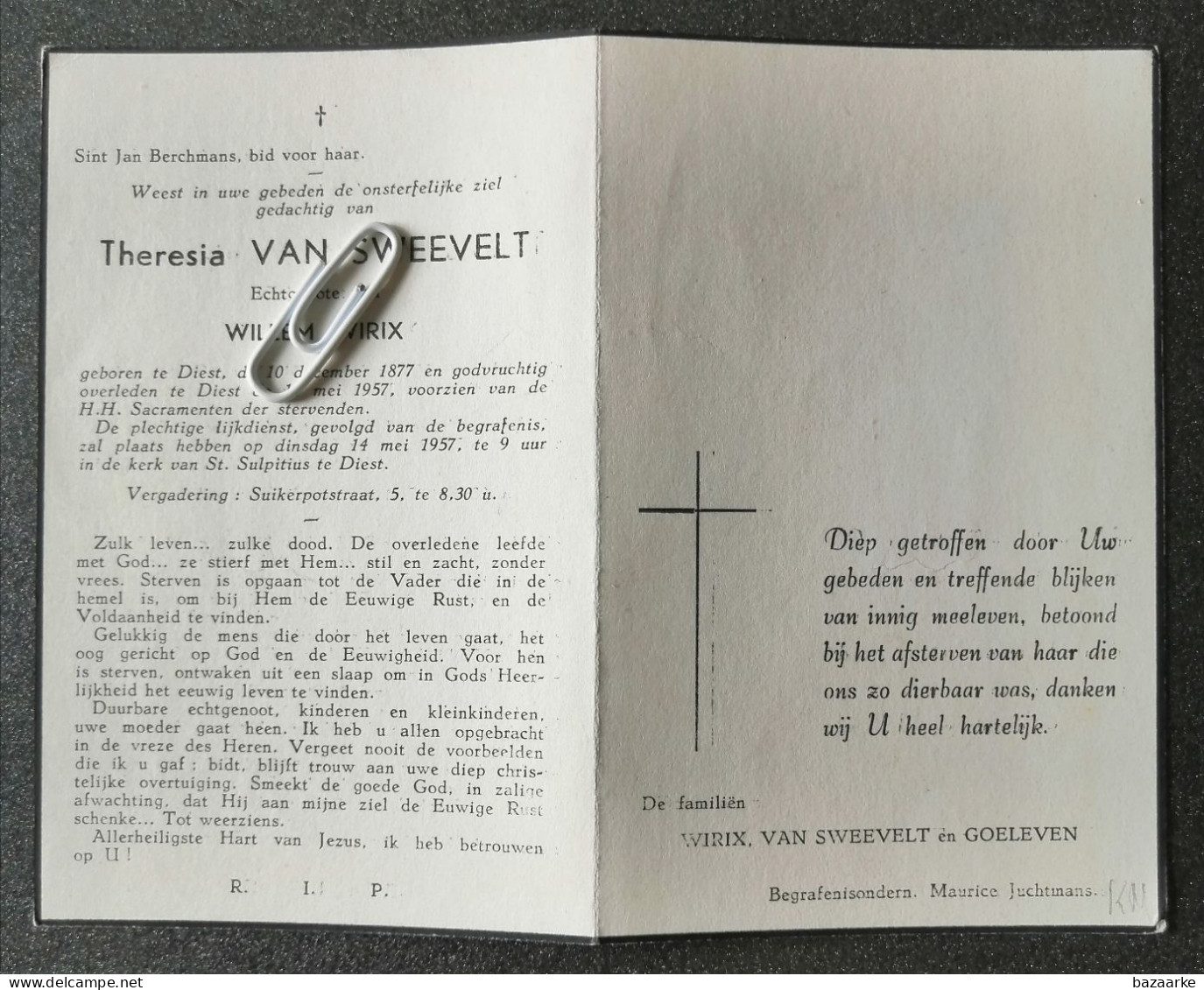 THERESIA VAN SWEEVELT ° DIEST 1877 + 1957 /  WILLEM WIRIX - Devotion Images