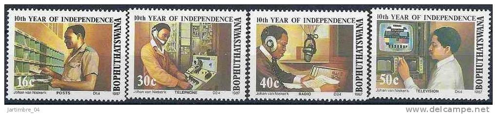 1987 BOPHUTHASWANA Afrique Sud 194-97**  Indépendance, Téléphone, Radio - Bophuthatswana