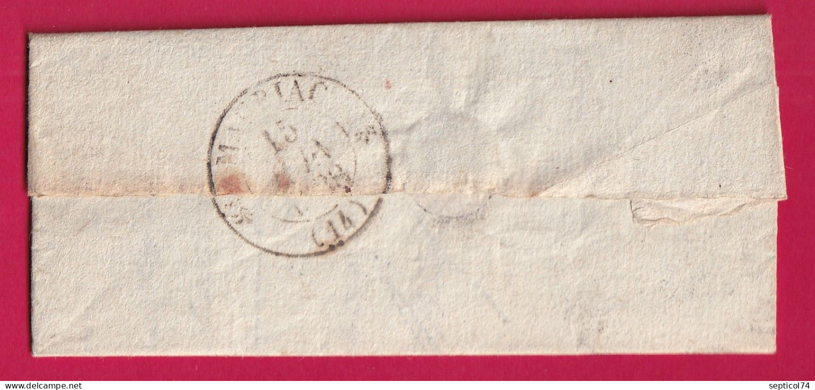 CAD TYPE 11 BORT CORREZE BOITE RURALE P AUTIGNAC DECIME RURAL POUR MAURIAC CANTAL 1838 LETTRE - 1801-1848: Precursors XIX