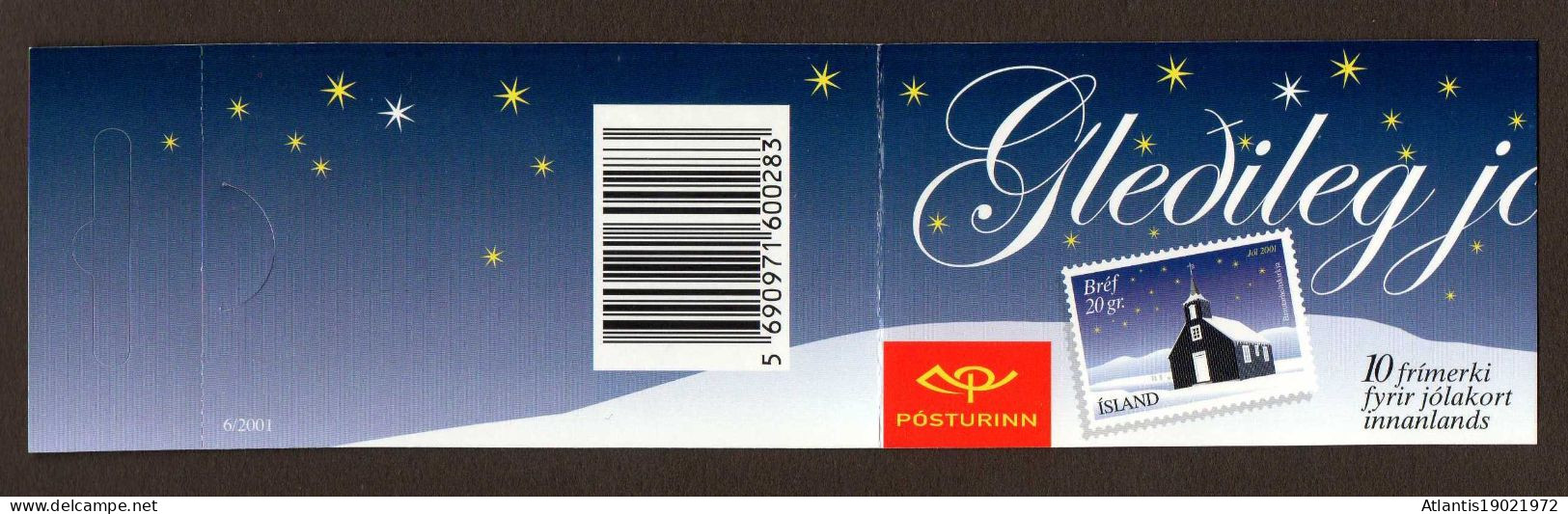 1 MARKENHEFTCHEN ISLAND WEIHNACHTEN JOL 2001 POSTFRISCH - Booklets