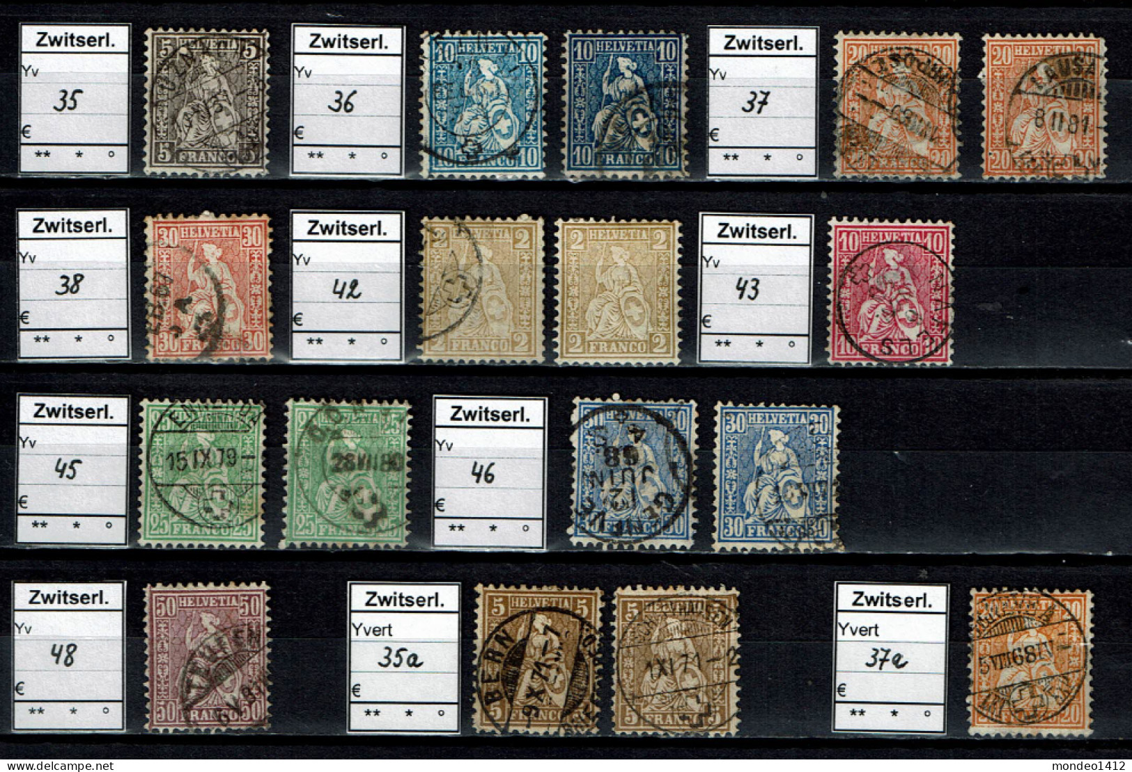 Suisse 1862 - YT 35-36-37-38-42-43-45-46-48 - Oblit. Used - Oblitérés