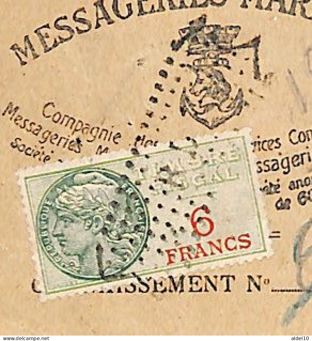 Connaissement De Diégo-Suarez Pour Bordeaux 1929 Timbre Fiscal 2 F 40 Légende Madagascar Bleu Clair - Covers & Documents