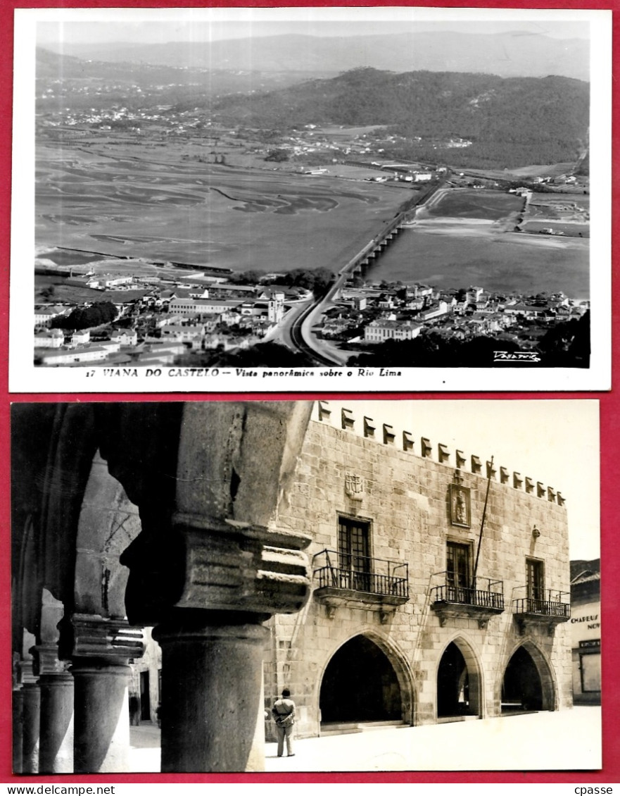 (Lot De 2) CPSM Bilhete Postal PORTUGAL - VIANA DO CASTELO - Vista Panoramica Sobre O Rio Lima + Câmara Municipal - Viana Do Castelo