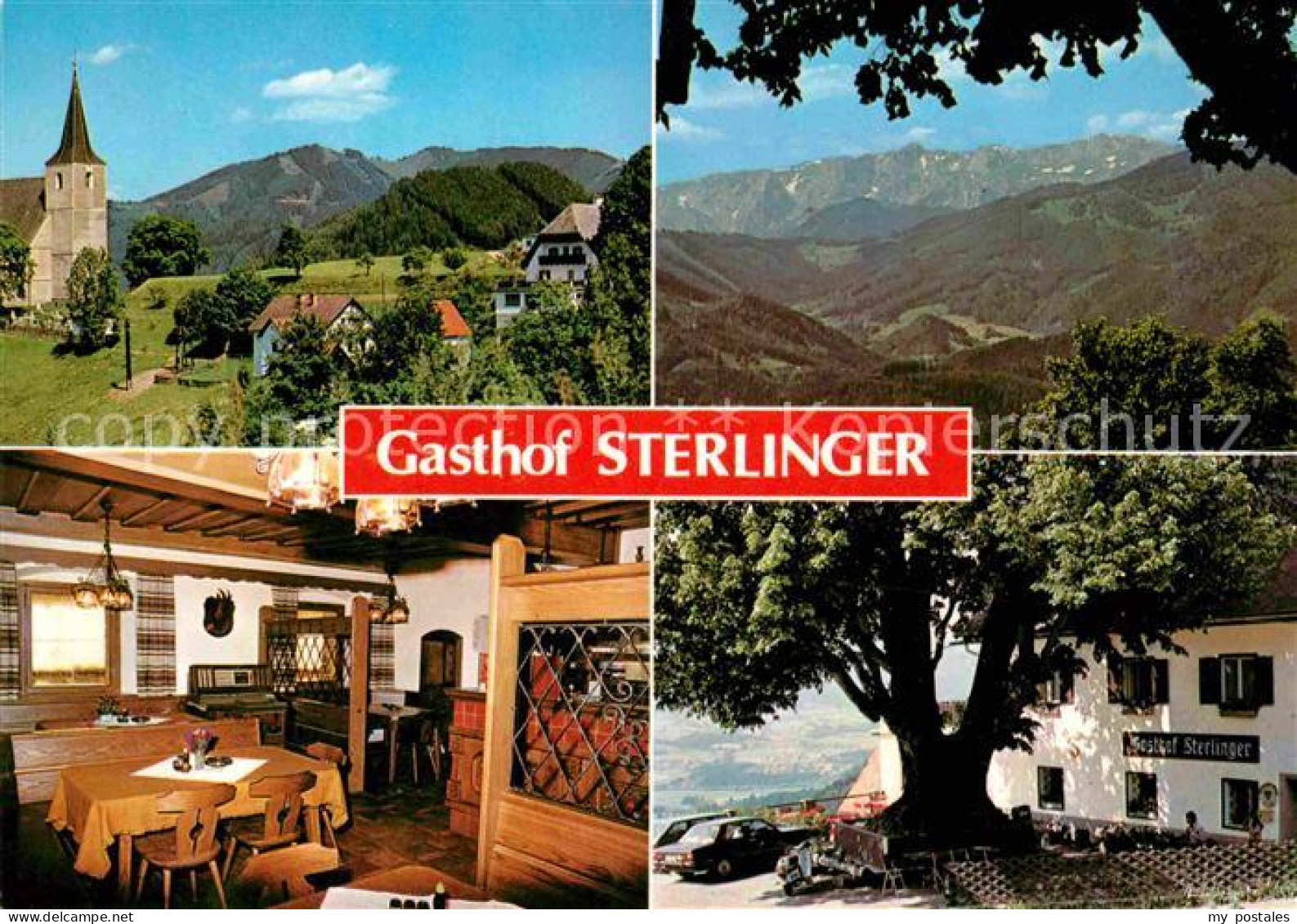 72666036 Bruck Mur Gasthof Sterlinger Gaststube Kirche Panorama  Bruck An Der Mu - Other & Unclassified