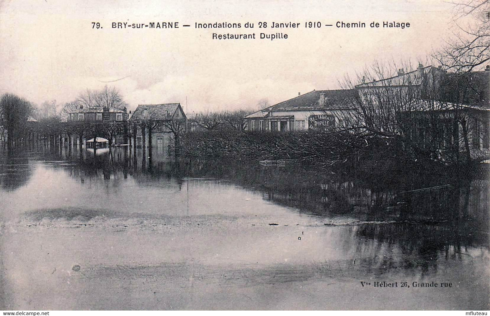 94* BRY S/MARNE  Crue 1910 –chemin De Halage – Restaurant Dupille      RL45,0491 - Bry Sur Marne