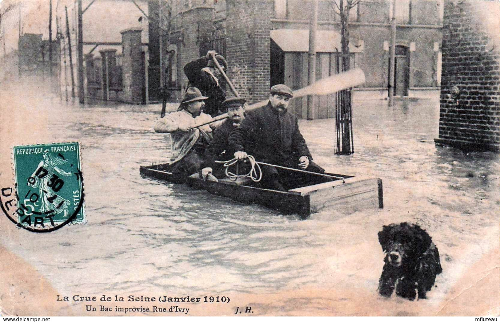 94* IVRY  Crue 1910 – Un Bac Improvise    RL45,1205 - Ivry Sur Seine