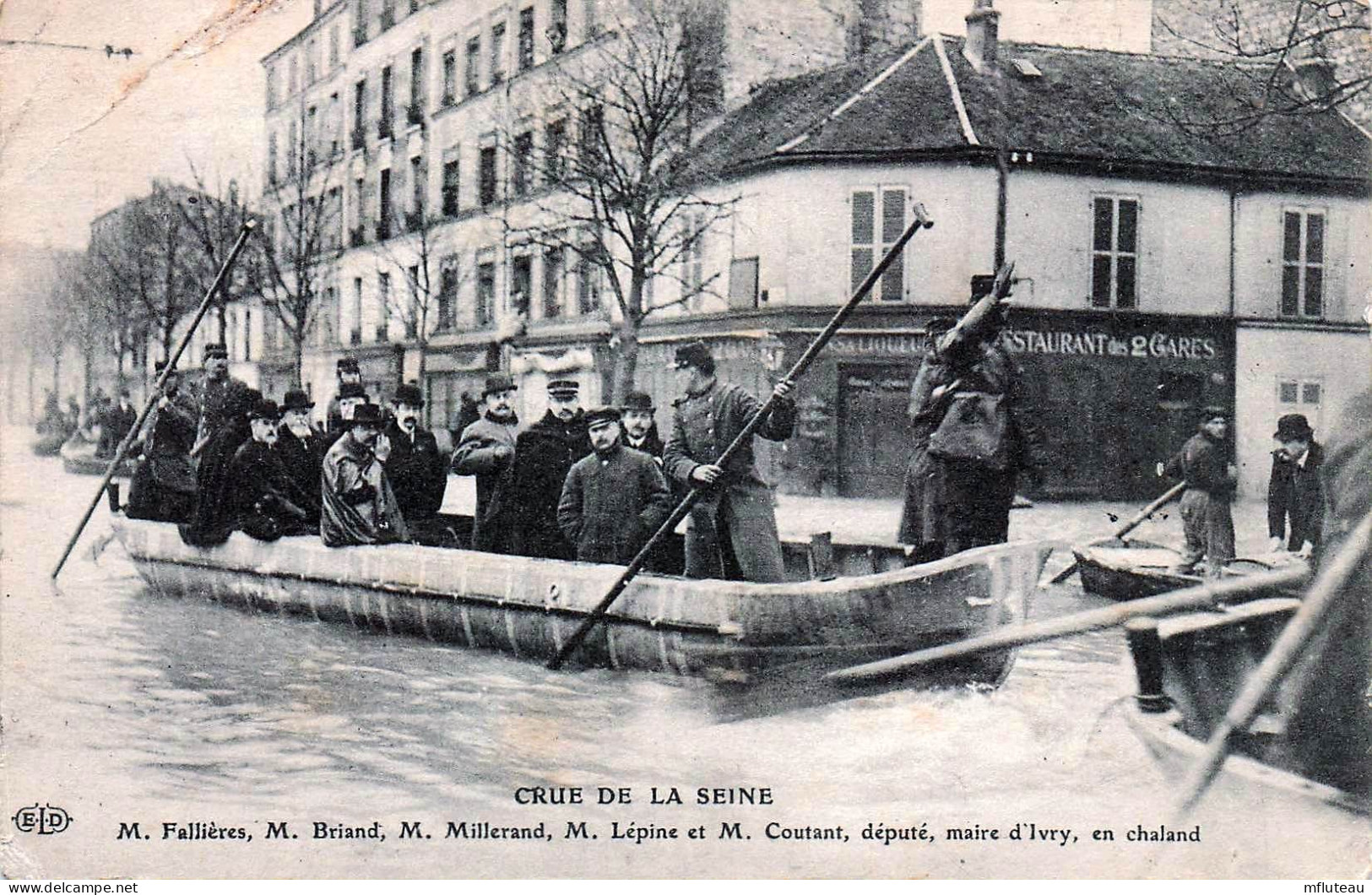 94* IVRY  Crue 1910 – Mrs Fallieres – Millerand – Lepine – Coutand En ChalndRL45,1195 - Ivry Sur Seine