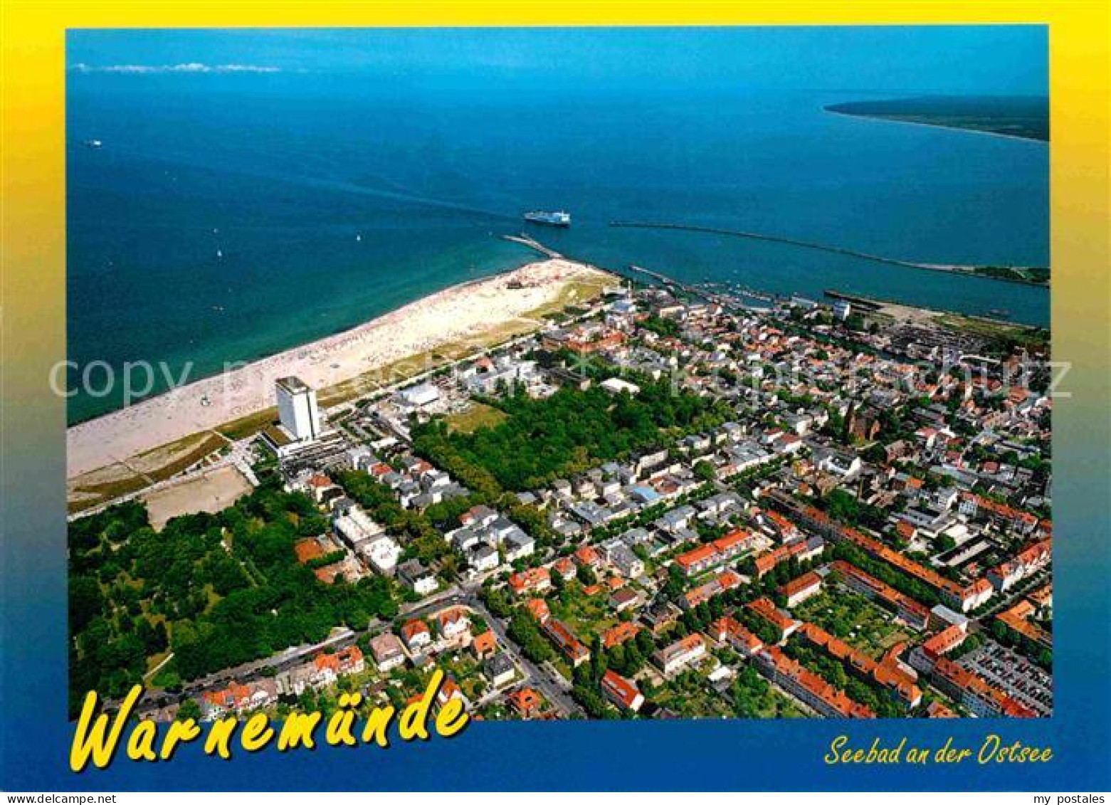 72665841 Warnemuende Ostseebad Fliegeraufnahme Mit Strand  Warnemuende - Rostock