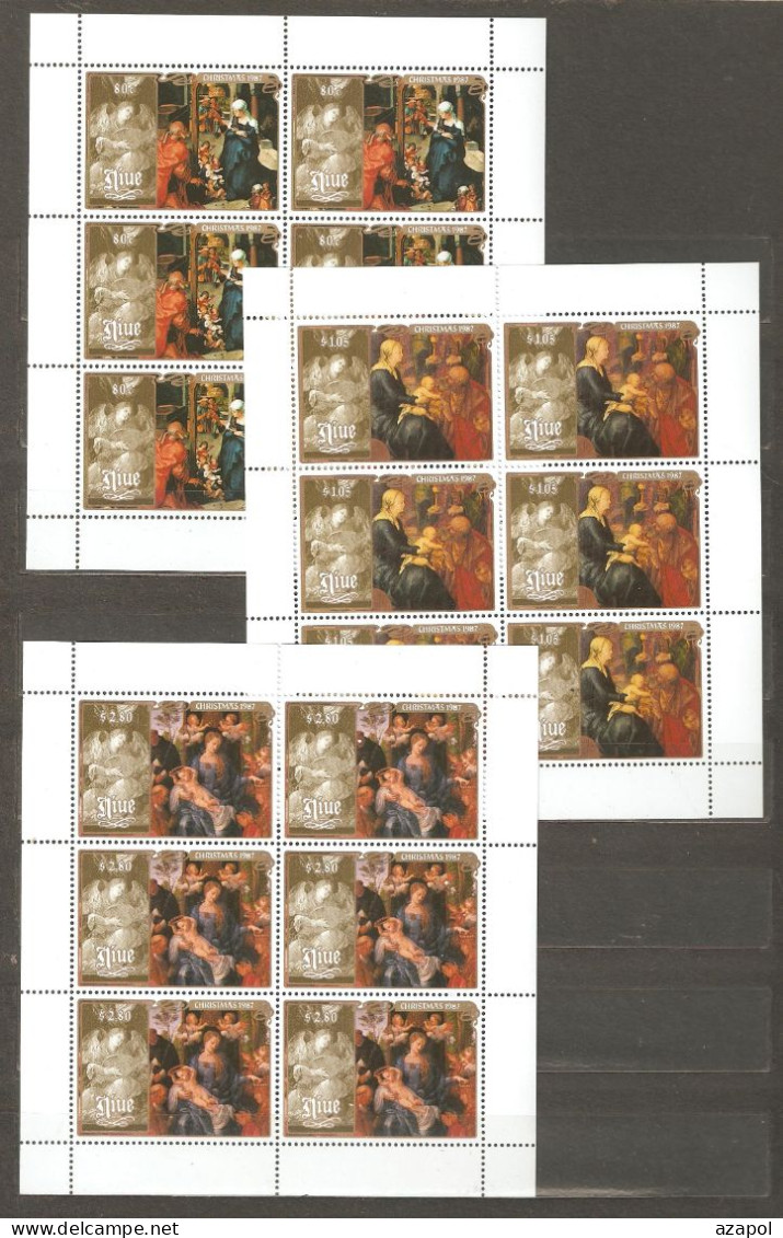 Niue: 3 Sheets Of Mint Stamps, Christmas - Painting By A.Durer, 1987, Mi#719-21, MNH - Niue