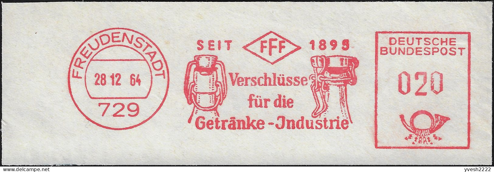 Allemagne 1964 EMA, Empreinte De Machine à Affranchir. Systèmes De Fermeture Pour L'industrie Des Boissons. Bouteille - Biere