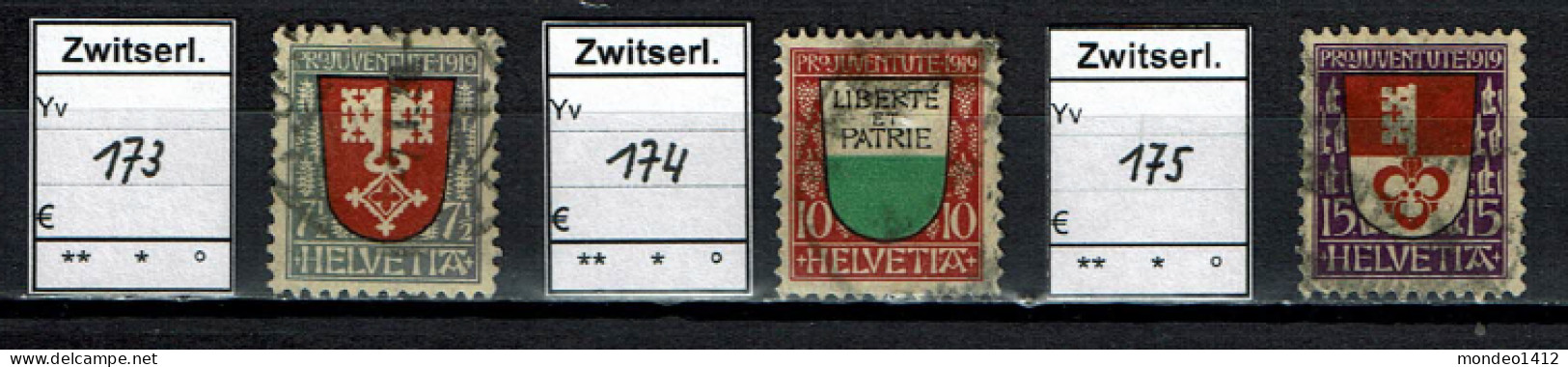 Suisse 1919 - YT 173/175 - Oblit. Used - Oblitérés