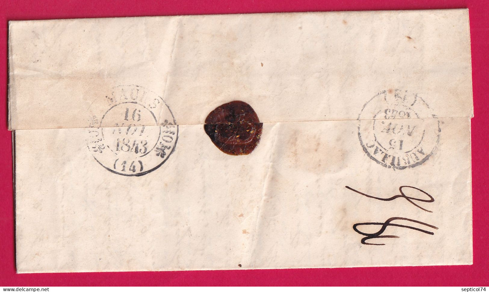 CAD TYPE 11 BORT CORREZE 1843 BOITE RURALE D ST VICTOR AU DOS TYPE 11 MAURS CANTAL LETTRE - 1801-1848: Precursori XIX