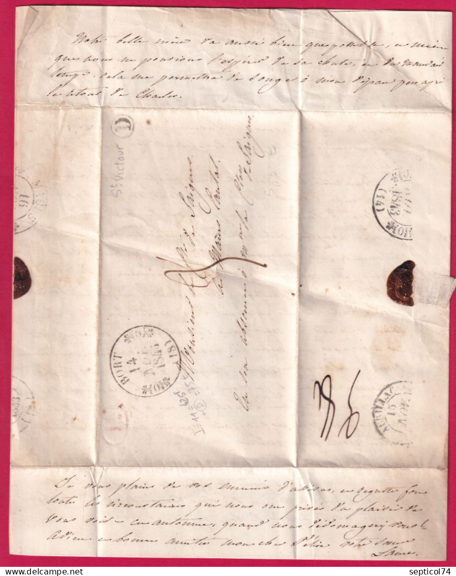 CAD TYPE 11 BORT CORREZE 1843 BOITE RURALE D ST VICTOR AU DOS TYPE 11 MAURS CANTAL LETTRE