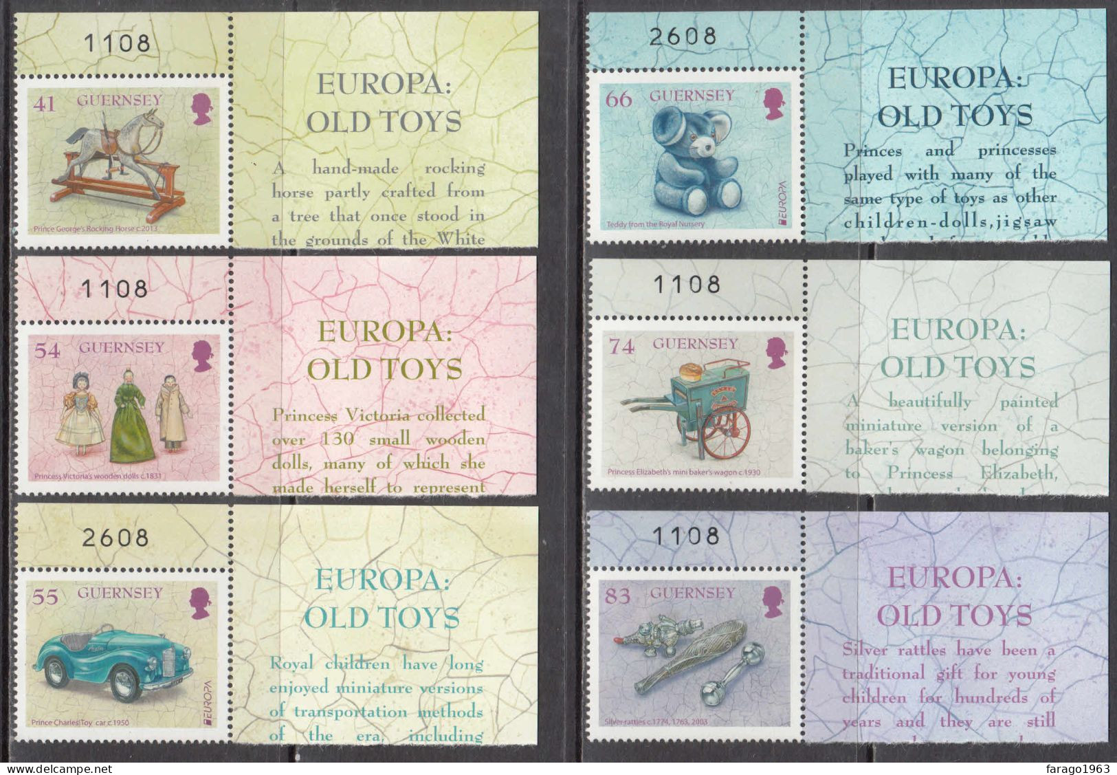 2015 Guernsey Europa Children's Toys Dolls Bears Complete Set Of 6 MNH @ BELOW FACE VALUE - Guernesey