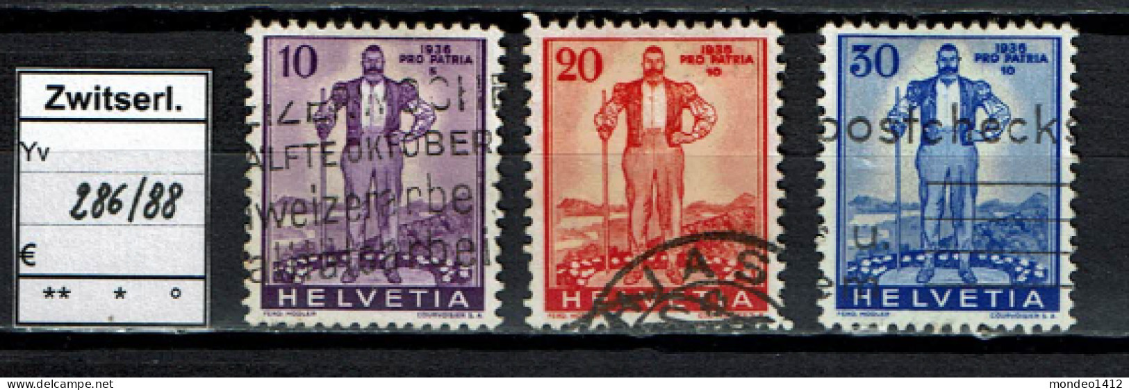 Suisse 1936 - YT 286/288 - Oblit. Used - Usados