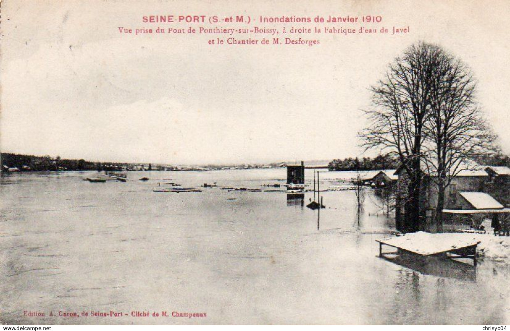 4V4Sb   77 Seine - Port Innondations De 1910 Vue Sur La Fabrique D'eau De Javel Et Chantier De Mr Desforges - Sonstige & Ohne Zuordnung