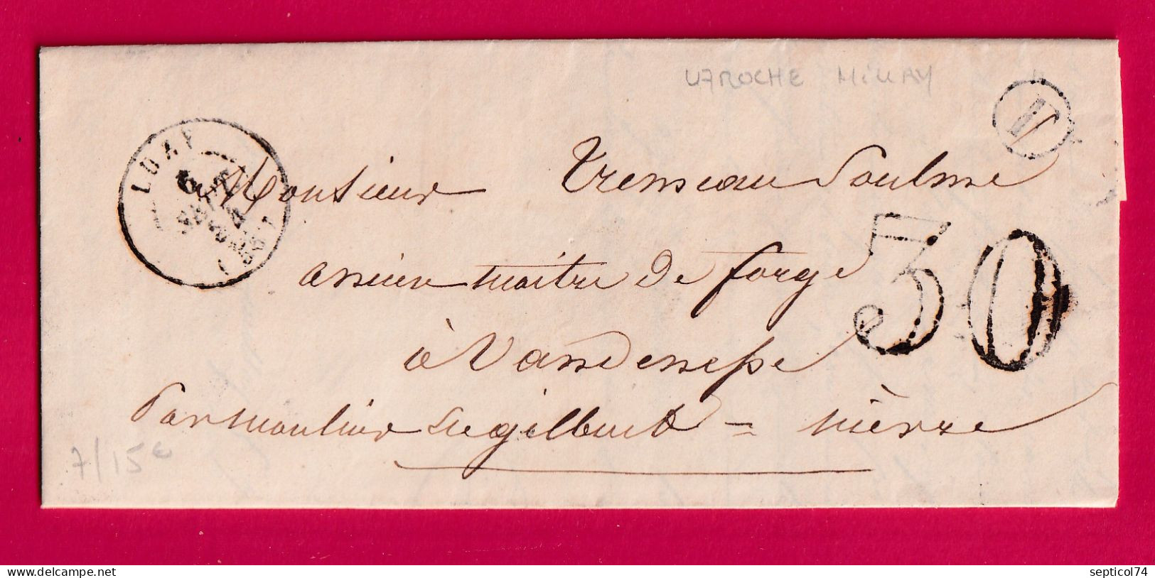 CAD TYPE 15 LUZY NIEVRE BOITE RURALE F LAROCHEMILLAY POUR VENDENESSE LETTRE - 1801-1848: Precursors XIX