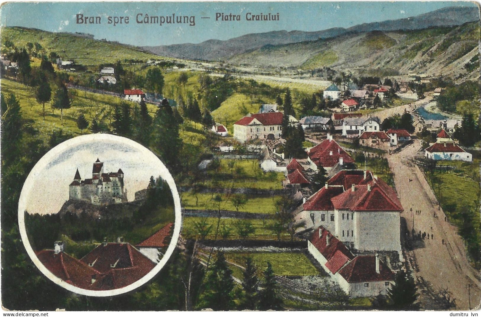 ROMANIA 1931 BRAN TO CAMPULUNG - CRAIULUI SQUARE, BUILDINGS, HOUSES, BRAN CASTLE, ARCHITECTURE, PEOPLE - Roumanie