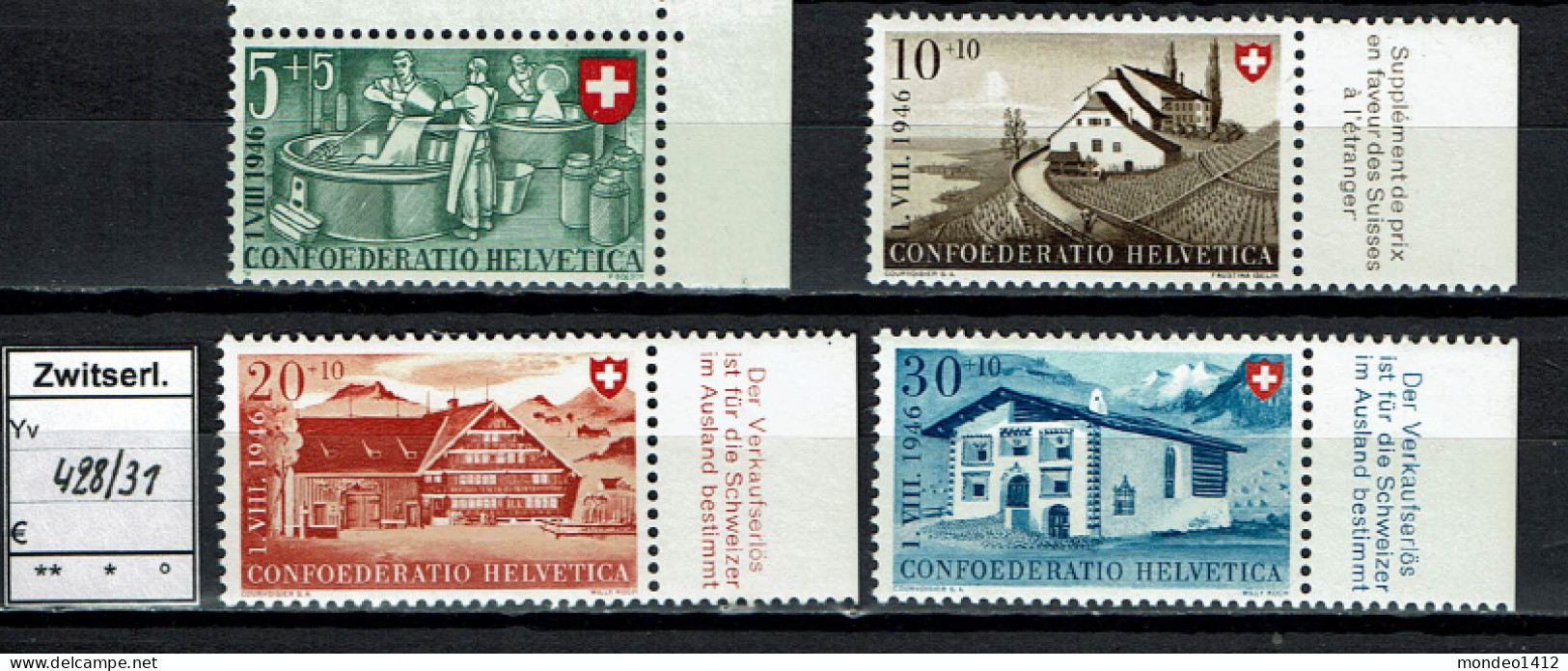 Suisse 1946 - YT 428/431 ** MNH - Ongebruikt