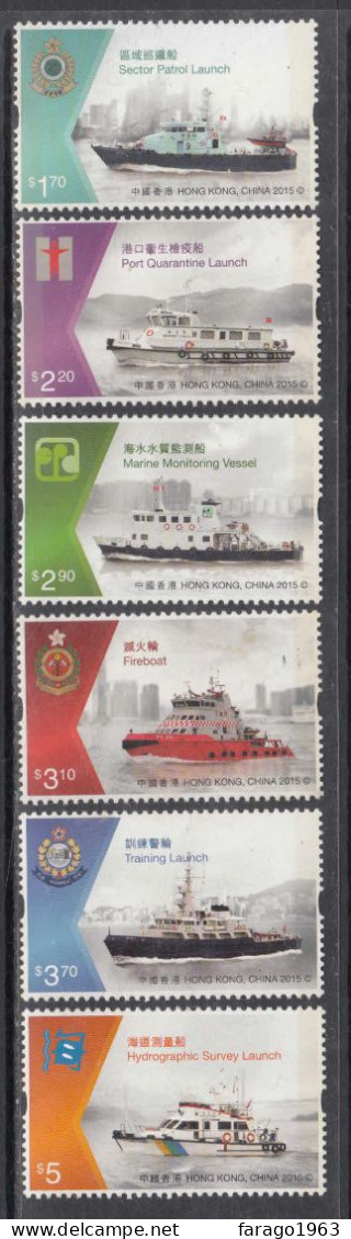 2015 Hong Kong Government Boats Fire Police Complete Set Of 6 MNH - Neufs