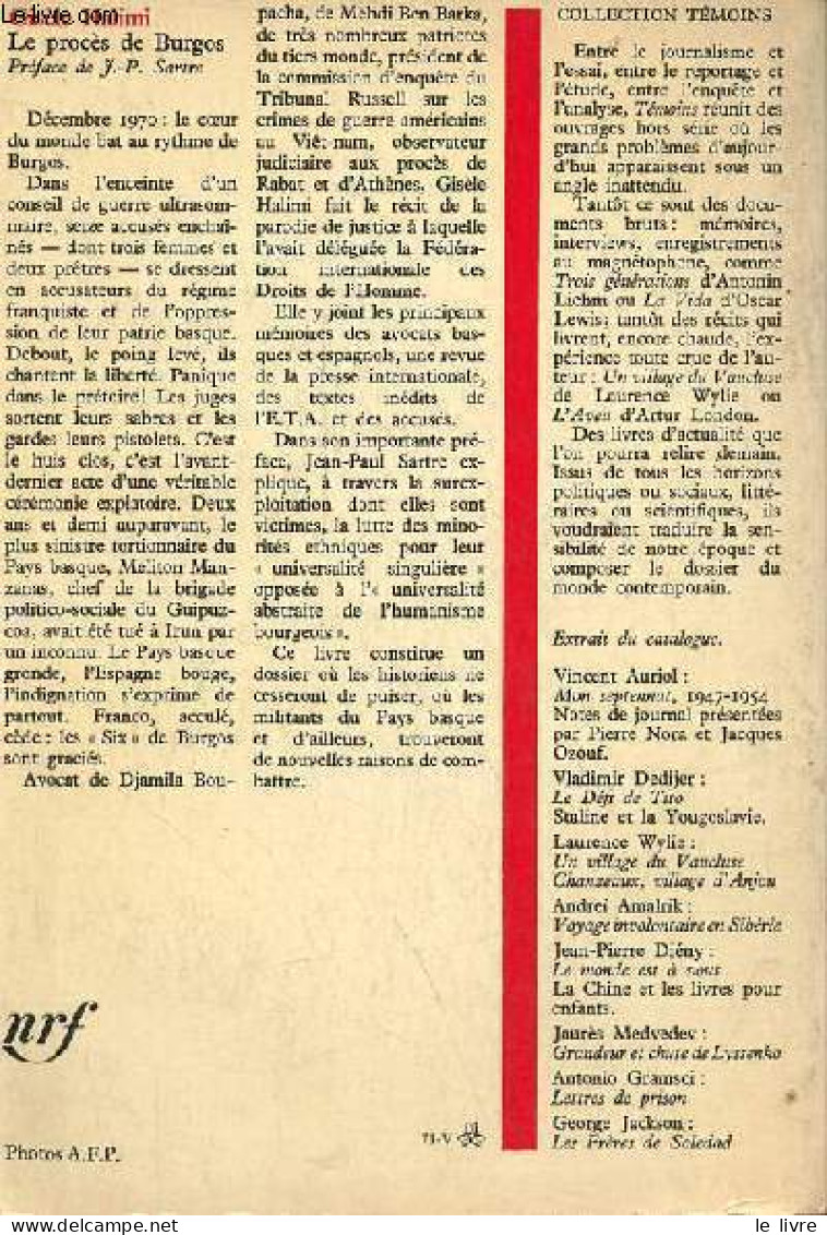 Le Procès De Burgos - Collection " Témoins ". - Halimi Gisèle - 1971 - Geographie