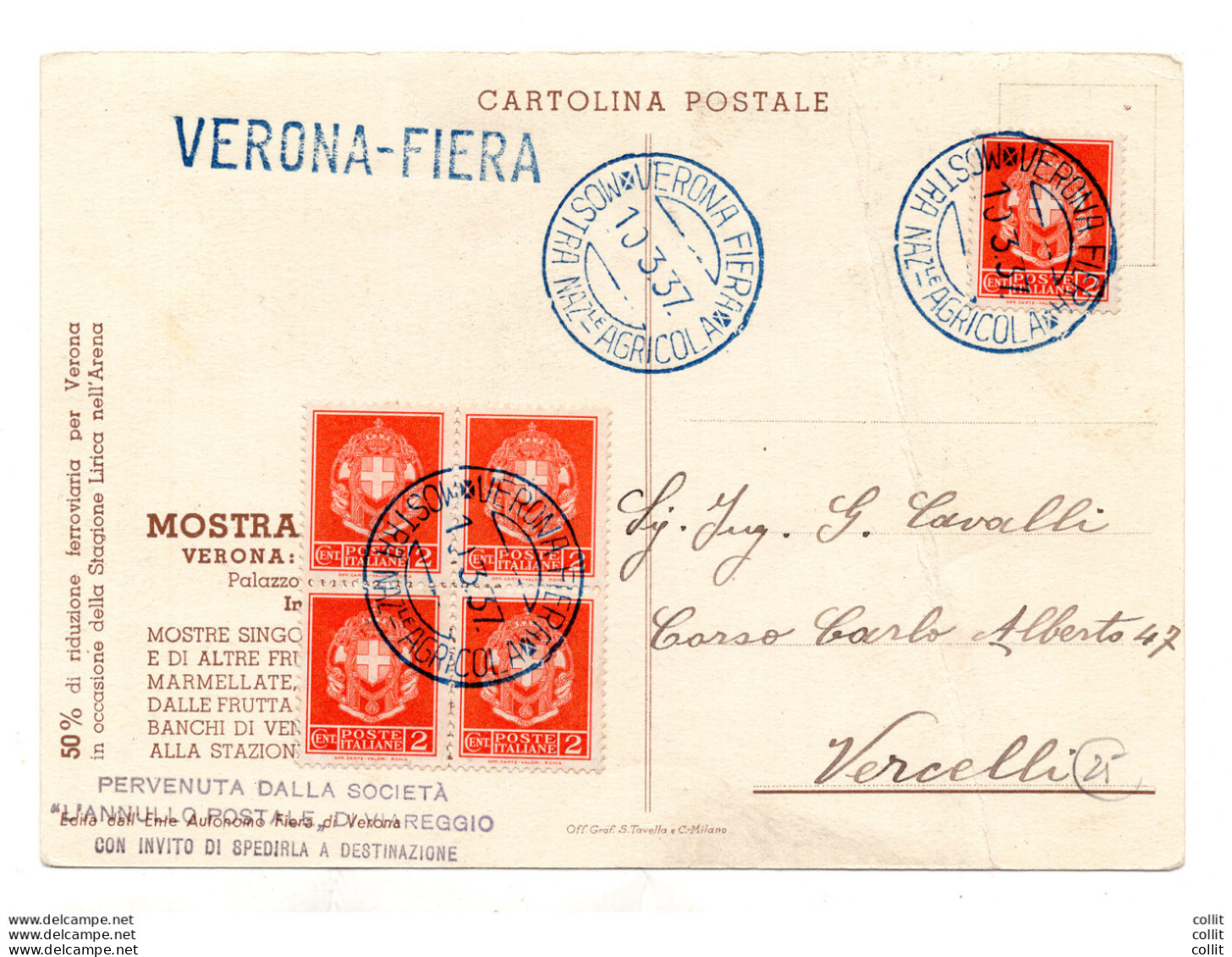 Fiera Dell'agricoltura 1937 - Cartolina Disegnata Da E. Tomba - Poststempel