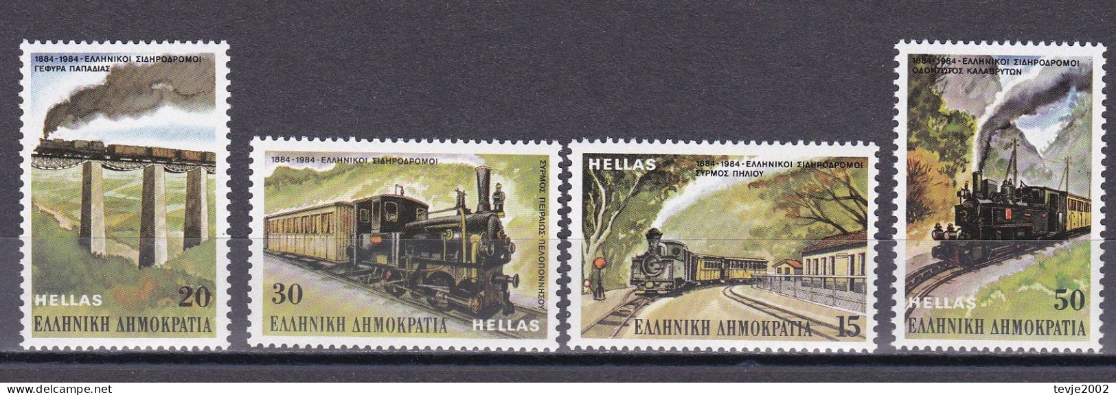 Griechenland 1984 - Mi.Nr. 1564 - 1567 - Postfrisch MNH - Eisenbahnen Railways - Eisenbahnen