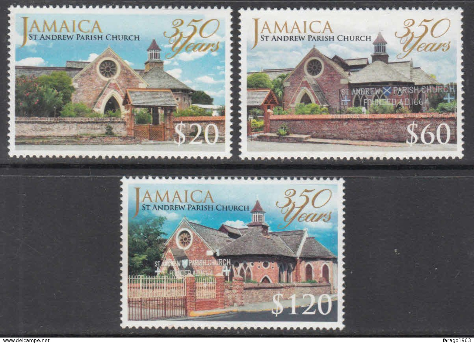 2014 Jamaica St. Andrew Parish Church Complete Set Of 3 MNH - Jamaique (1962-...)