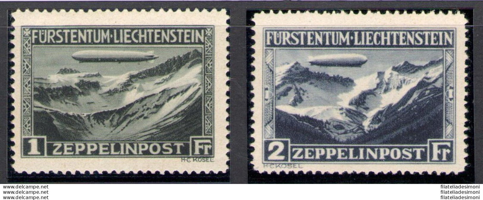 1931 LIECHTENSTEIN, Posta Aerea N. 7-8 - Viaggio Del Dirigibile Graf Zeppelin - - Autres & Non Classés