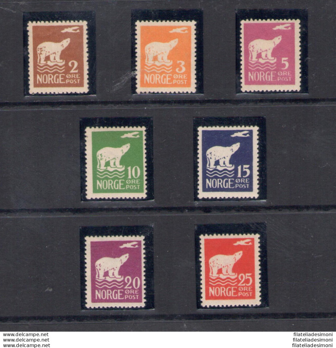 1925 NORVEGIA, Catalogo Unificato N. 101-107 Stemmi, MNH** - Andere & Zonder Classificatie