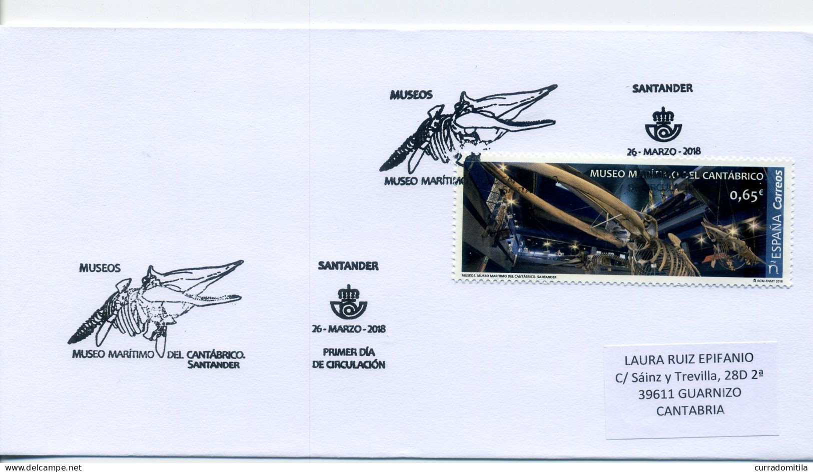 SPAIN. Circulated Cover From Santander With Maritime Museum Of Santander. Skeleton Of A Whale - Whales