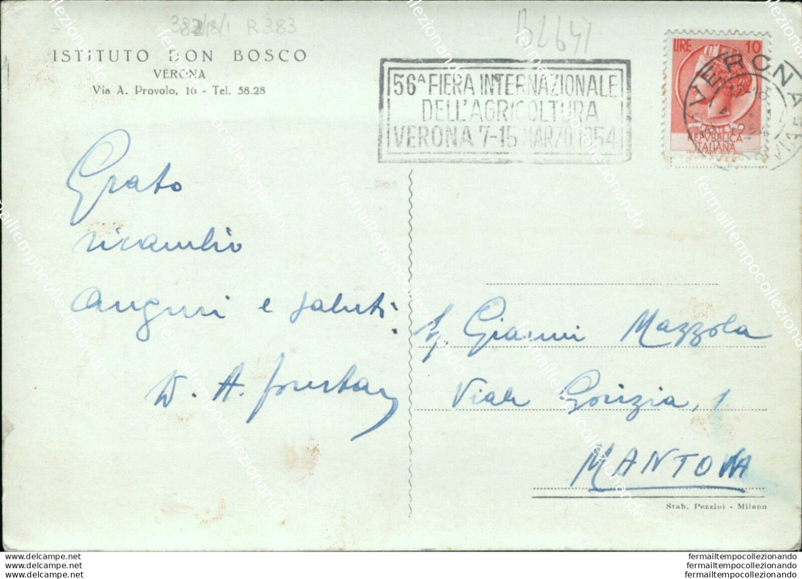 Bl641 Cartolina Verona Istituto Don Bosco Altare Di Maria Ss.ausiliatrice - Verona