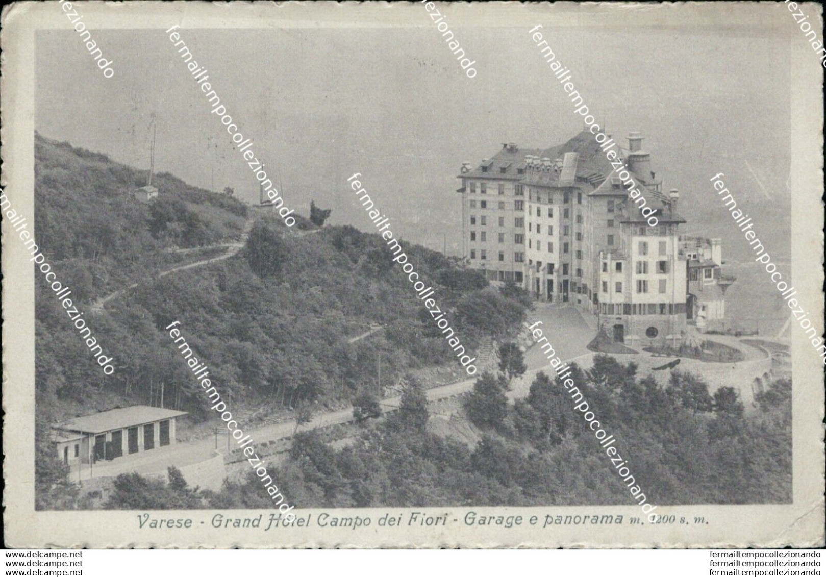 Bf138 Cartolina Varese Grand Hotel Campo Dei Fiori Garage E Panorama 1924 - Varese