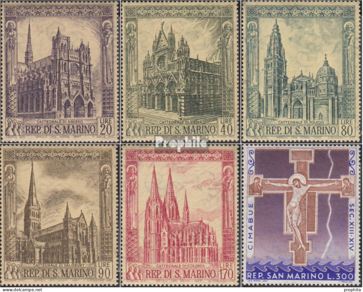 San Marino 897-901,902 (kompl.Ausg.) Postfrisch 1967 Gotische Kathedralen, Gemälde - Unused Stamps