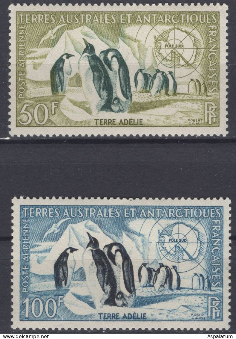 T.A.A.F / F.S.A.T - Airmail / Definitives - Penguins - Set Of 2 - Mi 8~9 - 1956 - Poste Aérienne