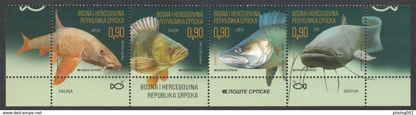 Bosnia Serbia 2019 Fauna Fishes Of Sava River Perch Catfish Barbell Bandar Fische Poissons, Set In Strip MNH - Poissons