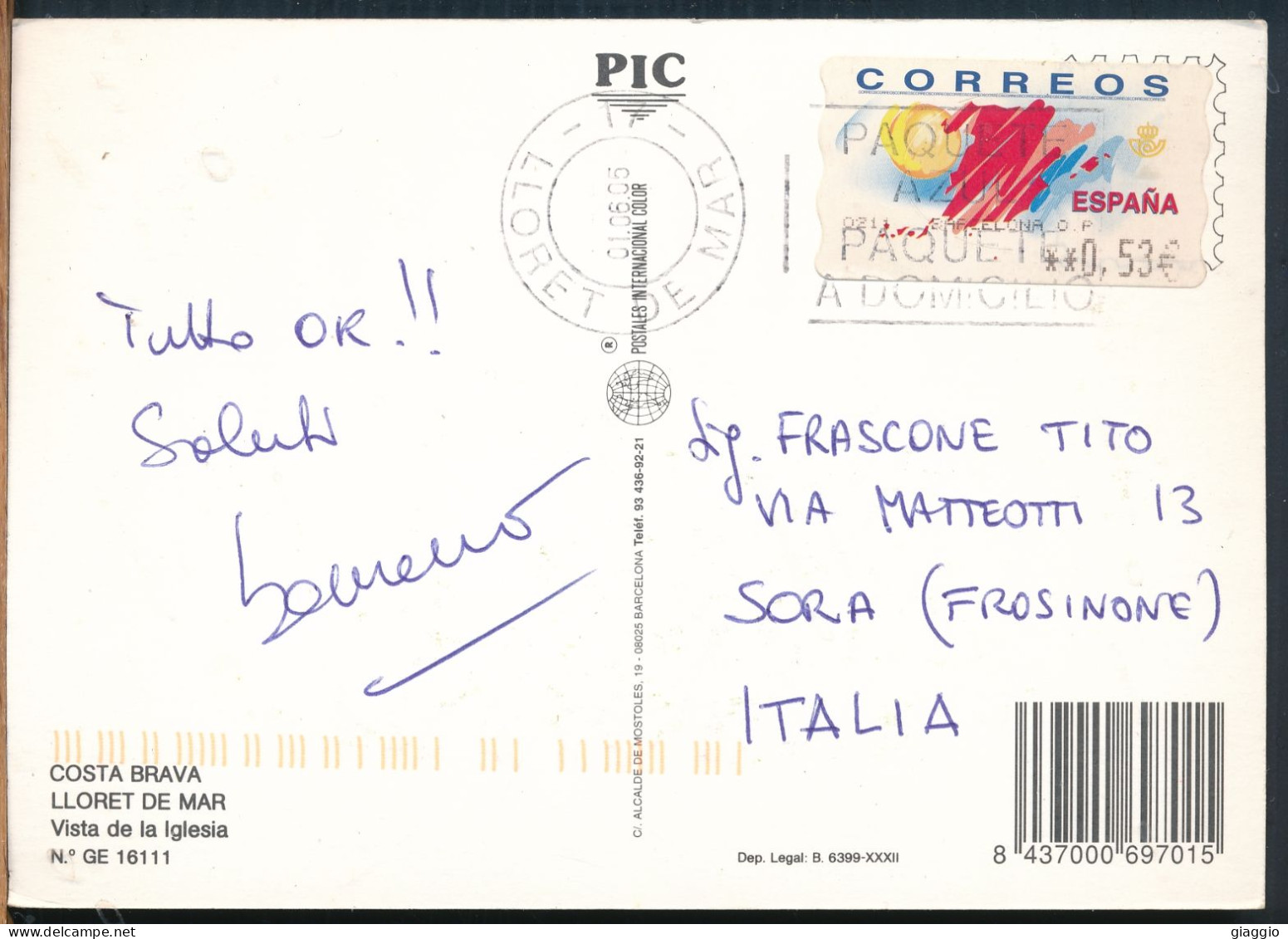 °°° 31042 - SPAIN - LLORET DE MAR - VISTA DE LA IGLESIA - 2005 With Stamps °°° - Other & Unclassified