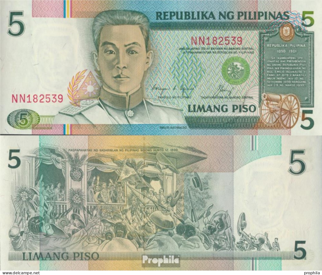Philippinen Pick-Nr: 168d Bankfrisch 1985 5 Piso - Philippines