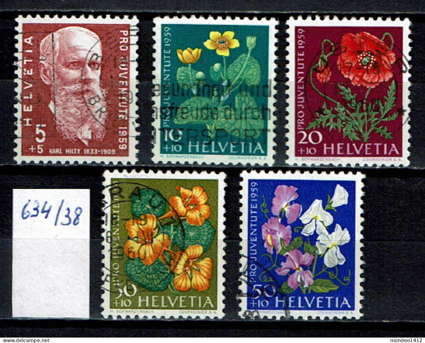 Suisse 1959 - YT 634/638 - Oblit. Used - Gebraucht