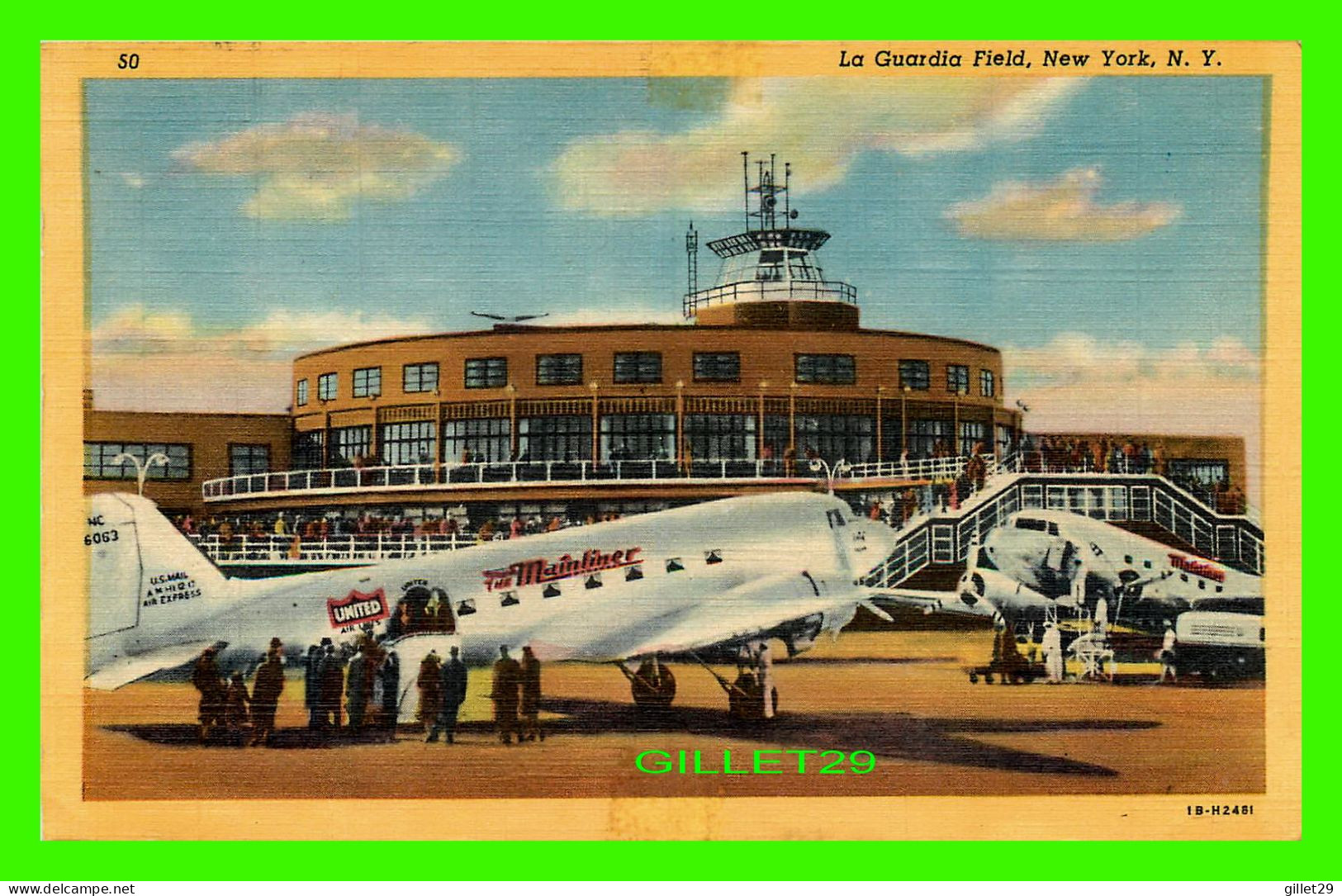 AVIONS AIRPLANE - LA GUARDIA FIELD, NYC - TRAVEL IN 1951 -  ALFRED MAINZER - C.T. ART-COLORTONE - - 1939-1945: 2ème Guerre