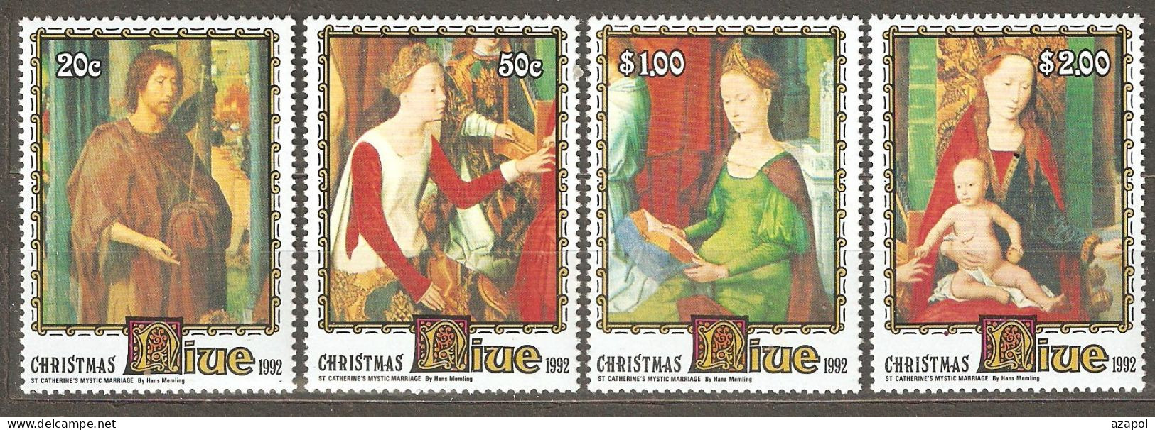 Niue: Full Set Of 4 Mint Stamps, Christmas - Paintings By H.Memling, 1992, Mi#813-6, MNH - Niue