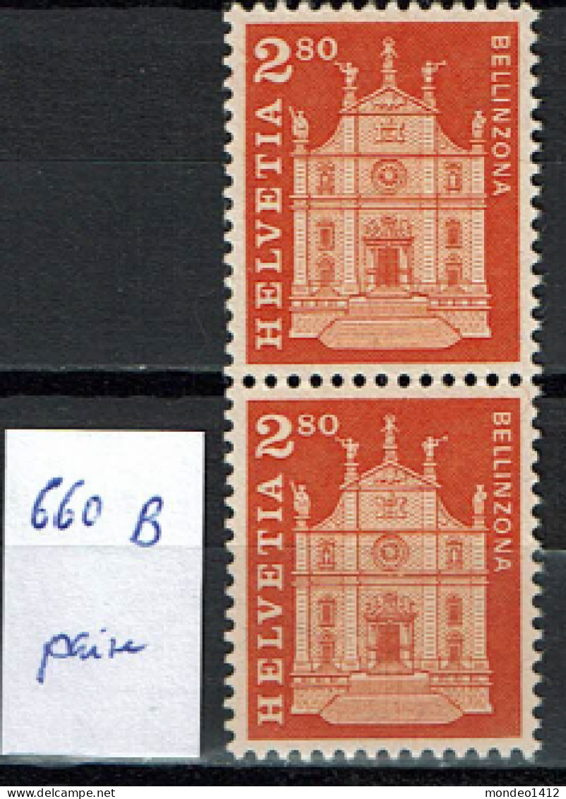 Suisse 1960 - YT 660 B ** MNH - Paire - Unused Stamps