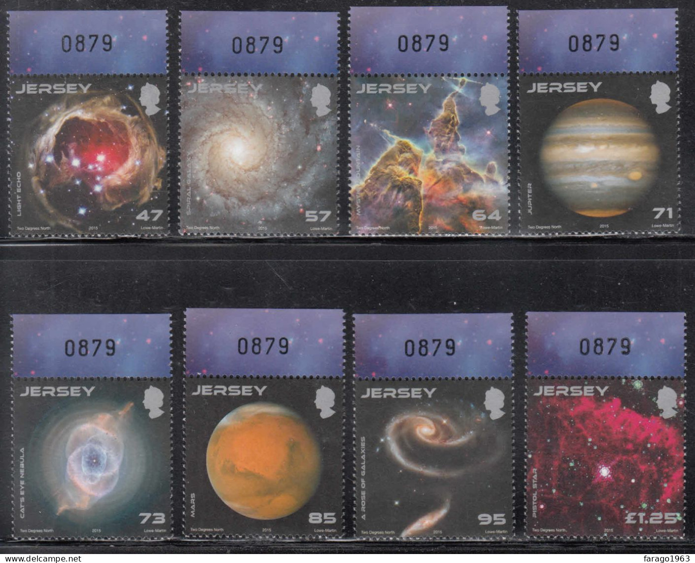 2015 Jersey Hubble Telescope Astronomy Space Complete Set Of 8 MNH @ BELOW FACE VALUE - Jersey