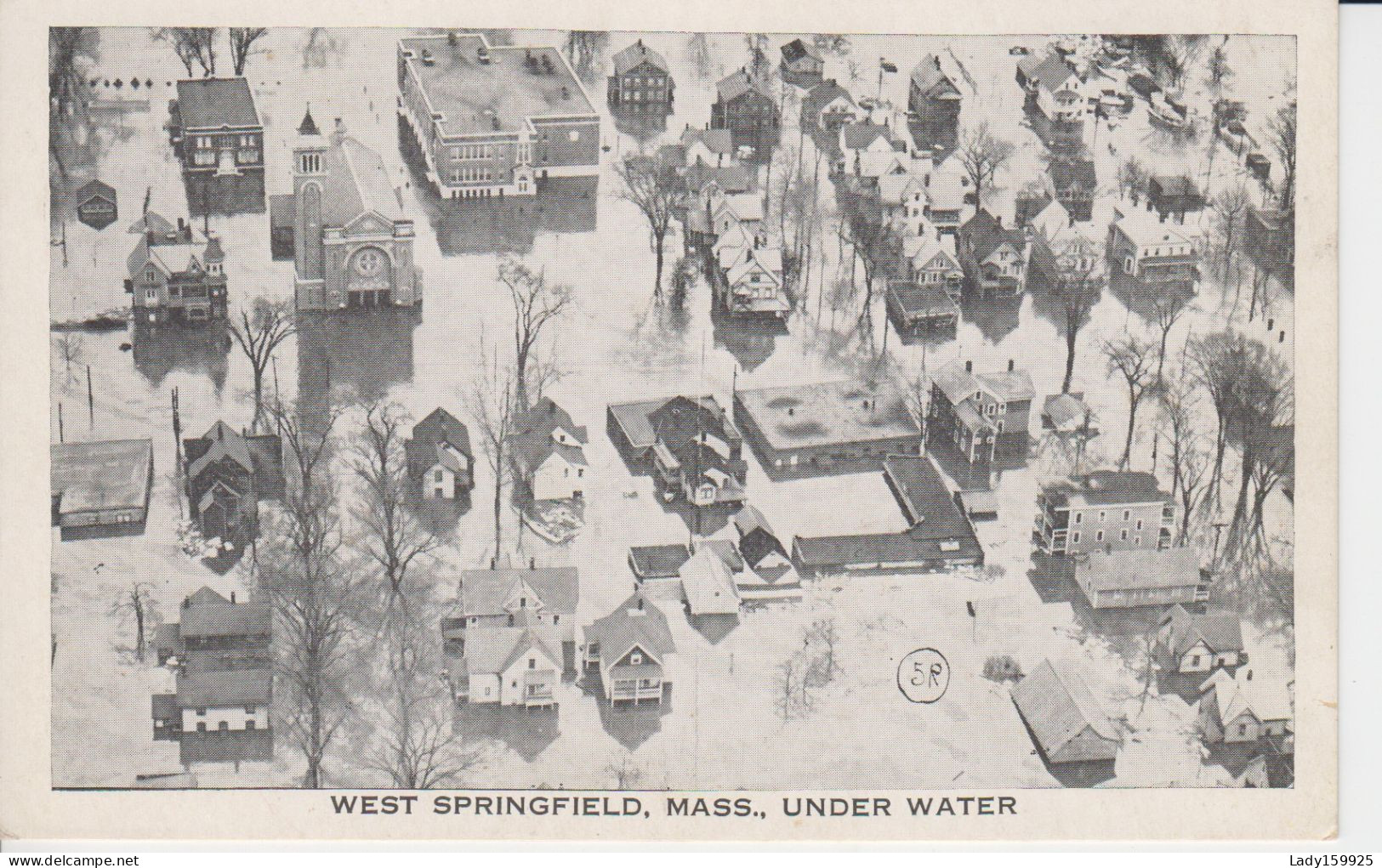 West Springfield Massachusetts U S Under Water, Isolating The Houses, Church And School. 19 March 1936 B&W 2sc - Springfield