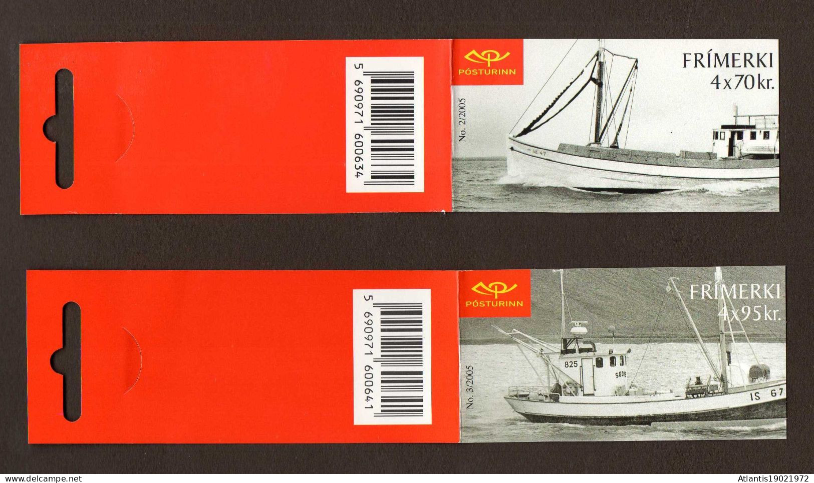 2 MARKENHEFTCHEN ISLAND FISCHEREIFAHRZEUGE FISCHKUTTER 2005 POSTFRISCH - Booklets