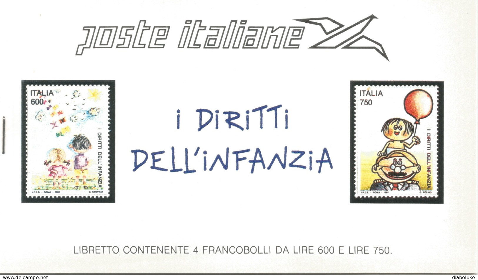 (REPUBBLICA ITALIANA) 1991, DIRITTI DELL'INFANZIA - Libretto Nuovo - Postzegelboekjes